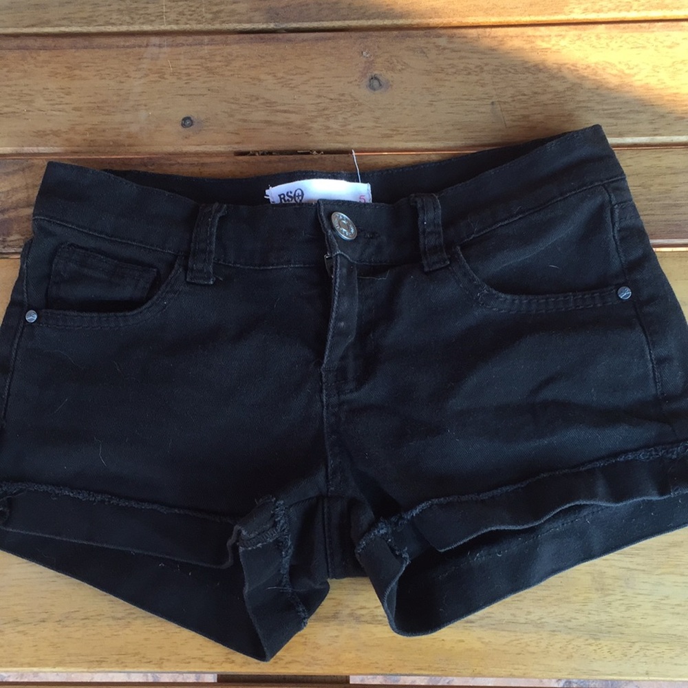 Black denim shorts